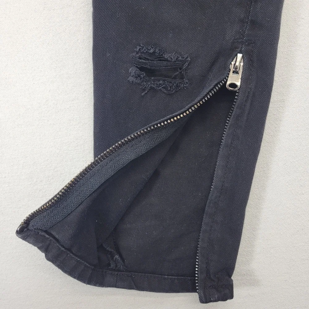 Mnml‎ Jeans Mens 29x31 Black Skinny Ankle Zip Distressed Streetwear Denim